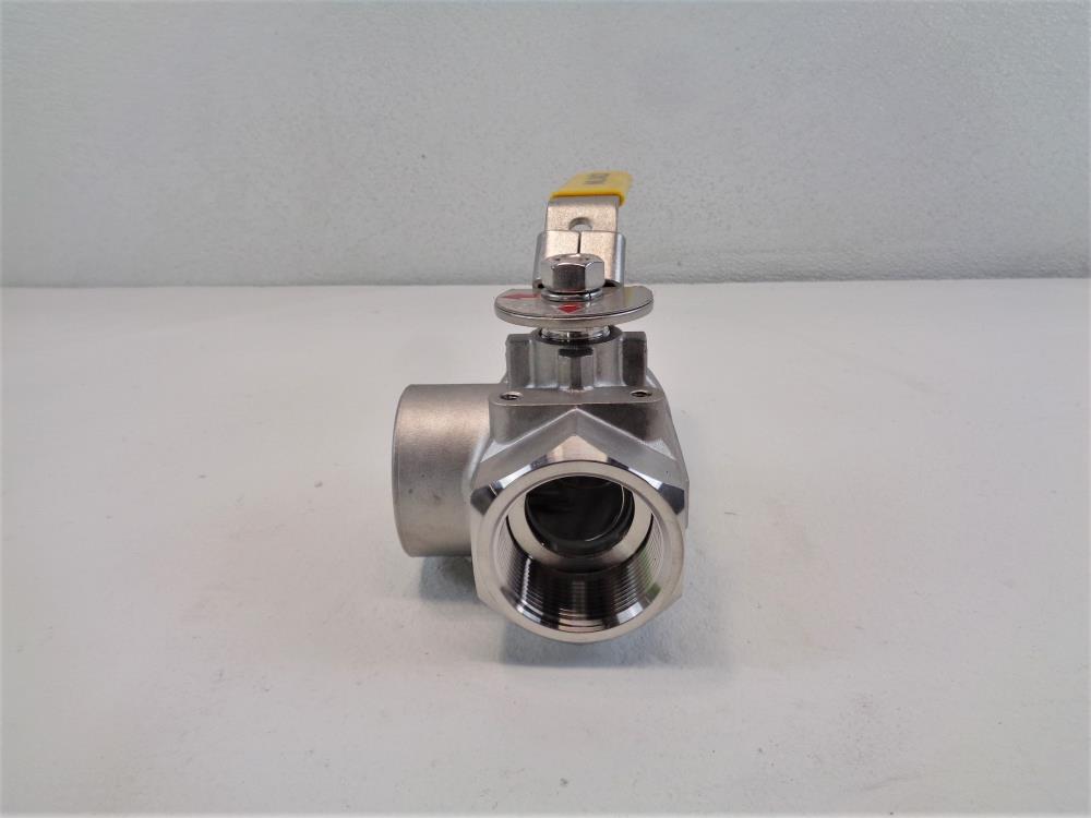 Milvaco 1-1/2" NPT Stainless Steel 3-Way Ball Valve, 1000 WOG